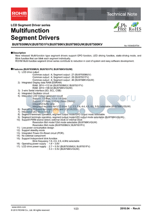 BU97500FV-E2 datasheet - Multifunction Segment Drivers