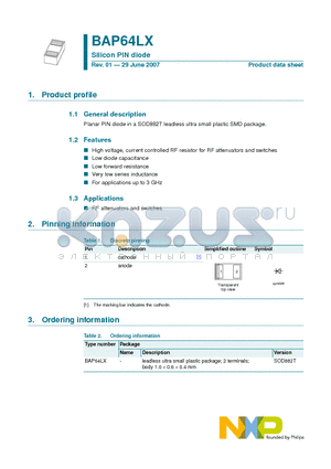 BAP64LX datasheet - Silicon PIN diode