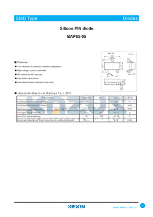 BAP65-05 datasheet - Silicon PIN diode