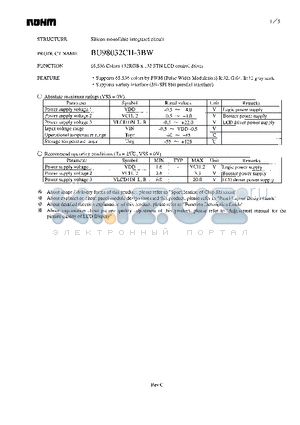 BU98032CH-3BW datasheet - 65,536 Colors 132RGB x 132 STN LCD control driver