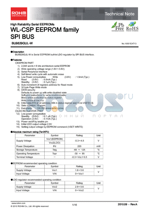 BU9829GUL-WE2 datasheet - WL-CSP EEPROM family SPI BUS