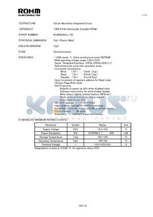 BU9832GUL-W datasheet - Silicon Monolithic Integrated Circuit