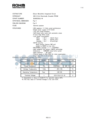 BU9833GUL-W datasheet - Silicon Monolithic Integrated Circuit