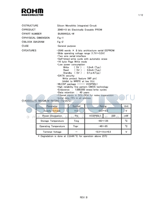 BU9844GUL-W datasheet - Silicon Monolithic Integrated Circuit