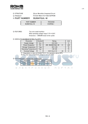 BU9847GUL-W datasheet - Silicon Monolithic Integrated Circuit