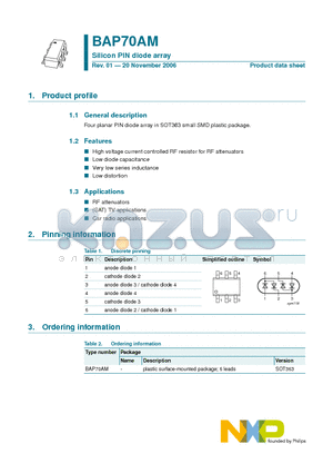 BAP70AM datasheet - Silicon PIN diode array