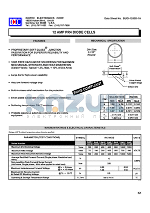 BAR1206D datasheet - 12 AMP PR4 DIODE CELLS