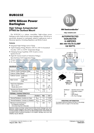 BUB323Z datasheet - NPN Silicon Power Darlington High Voltage Autoprotected D2PAK for Surface Mount