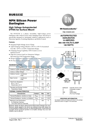 BUB323ZT4G datasheet - NPN Silicon Power Darlington High Voltage Autoprotected D2PAK for Surface Mount