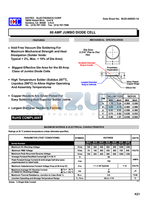 BUDI-6000D-1A datasheet - 60 AMP JUMBO DIODE CELL