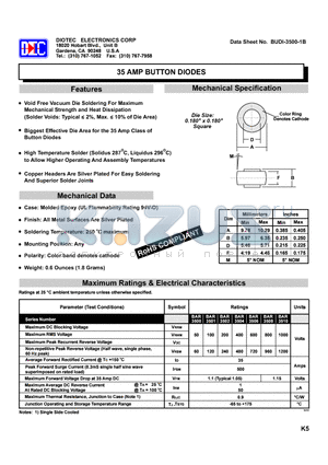 BUDI-3500-1B datasheet - 35 AMP BUTTON DIODES