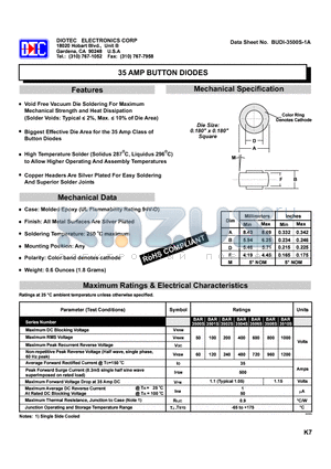 BUDI-3500S-1A datasheet - 35 AMP BUTTON DIODES