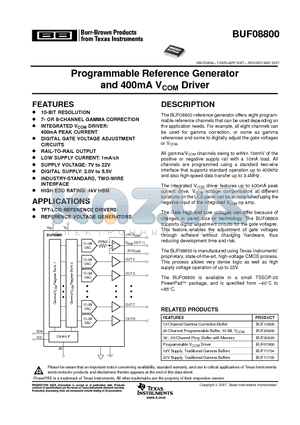 BUF08800 datasheet - Programmable Reference Generator and 400mA VCOM Driver