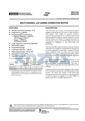 BUF07702 datasheet - MULTI CHANNEL LCD GAMMA CORRECTION BUFFER