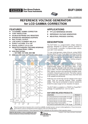 BUF12800 datasheet - REFERENCE VOLTAGE GENERATOR for LCD GAMMA CORRECTION