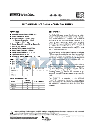 BUF07703 datasheet - MULTI-CHANNEL LEC GAMMA CORRECTION BUFFER