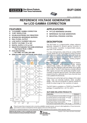 BUF12800AIPWPR datasheet - REFERENCE VOLTAGE GENERATOR for LCD GAMMA CORRECTION