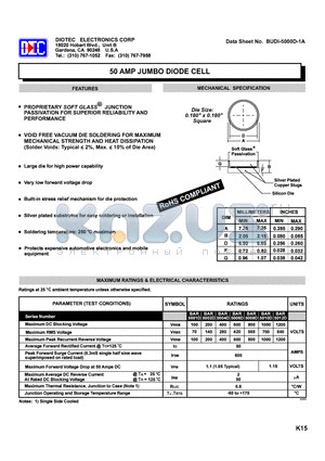 BAR5002D datasheet - 50 AMP JUMBO DIODE CELL