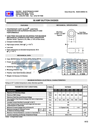 BAR5002S datasheet - 50 AMP BUTTON DIODES