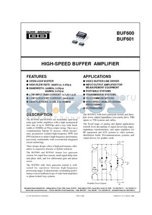 BUF600 datasheet - HIGH-SPEED BUFFER AMPLIFIER