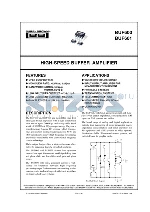 BUF601 datasheet - HIGH-SPEED BUFFER AMPLIFIER