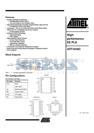 ATF16V8C-7XI datasheet - Highperformance EE PLD