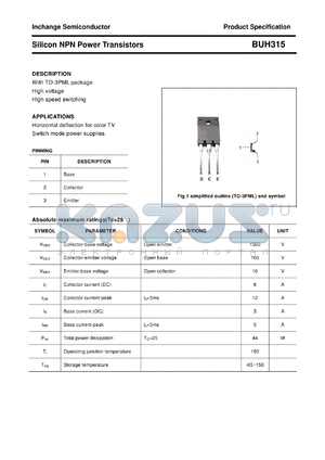 BUH315 datasheet - Silicon NPN Power Transistors