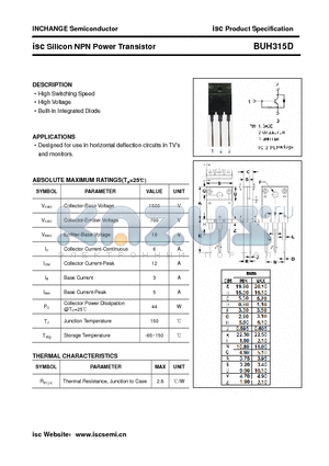 BUH315D datasheet - isc Silicon NPN Power Transistor