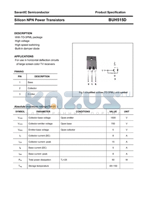 BUH515D datasheet - Silicon NPN Power Transistors