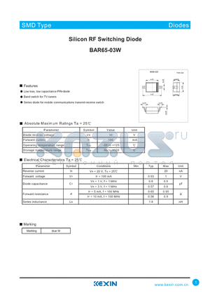 BAR65-03W datasheet - Silicon RF Switching Diode