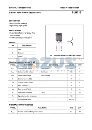 BUH713 datasheet - Silicon NPN Power Transistors