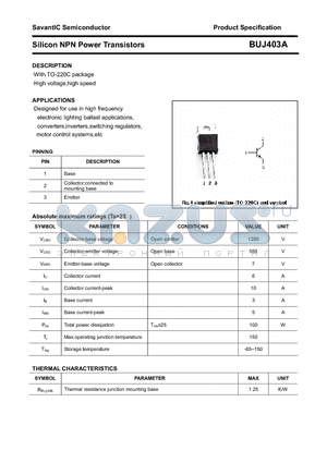 BUJ403A datasheet - Silicon NPN Power Transistors