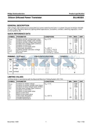 BUJ403BX datasheet - Silicon Diffused Power Transistor