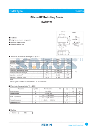 BAR81W datasheet - Silicon RF Switching Diode