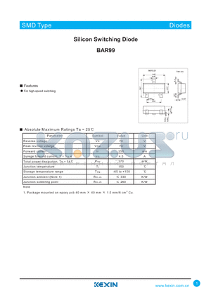 BAR99 datasheet - Silicon Switching Diode