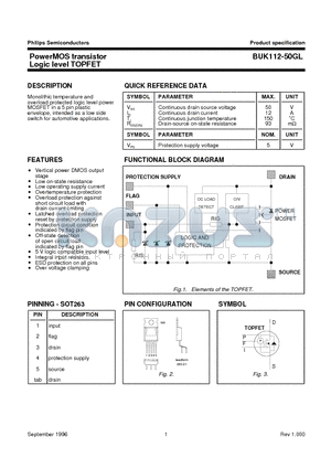 BUK112-50GL datasheet - PowerMOS transistor Logic level TOPFET