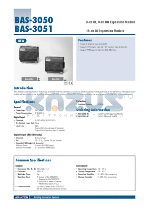 BAS-3050 datasheet - 8-ch DI, 8-ch DO Expansion Module