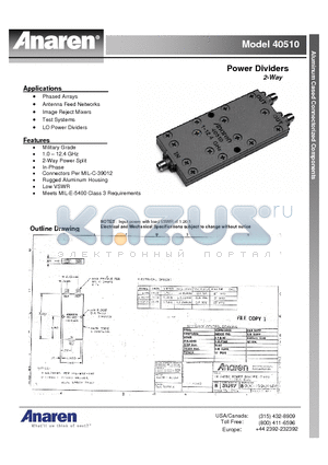 40510 datasheet - Power Dividers