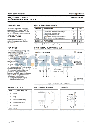 BUK135-50L datasheet - Logic level TOPFET