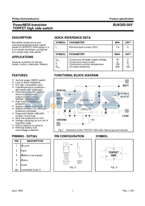 BUK203-50Y datasheet - PowerMOS transistor TOPFET high side switch