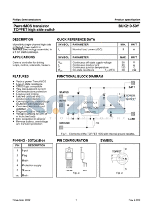 BUK210-50Y datasheet - PowerMOS transistor TOPFET high side switch