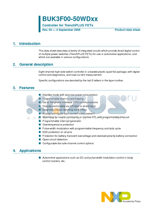 BUK3F00-50WDFE datasheet - Controller for TrenchPLUS FETs