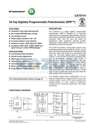 CAT5114LI-00-G datasheet - 32-Tap Digitally Programmable Potentiometer