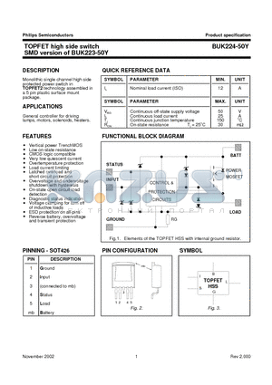 BUK224-50Y datasheet - TOPFET high side switch