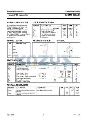 BUK445-200A datasheet - PowerMOS transistor