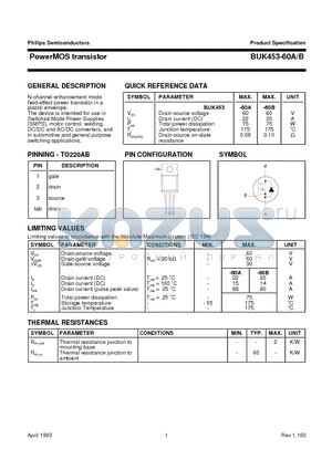 BUK453-60A datasheet - PowerMOS transistor