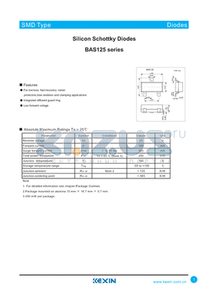 BAS125-04 datasheet - Silicon Schottky Diodes