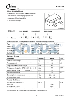 BAS125-04W datasheet - Silicon Schottky Diodes