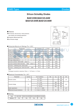 BAS125-04W datasheet - Silicon Schottky Diodes