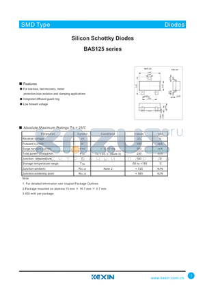 BAS125-05 datasheet - Silicon Schottky Diodes